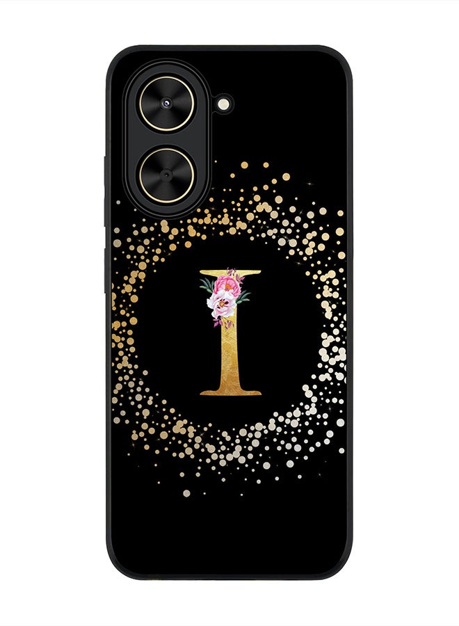 Stylizedd For Xiaomi Poco C71 / Redmi A5 4G Case,Slim fit Camera Protection, Shockproof Thin Phone cover  - Custom Monogram Floral - I ( Black )