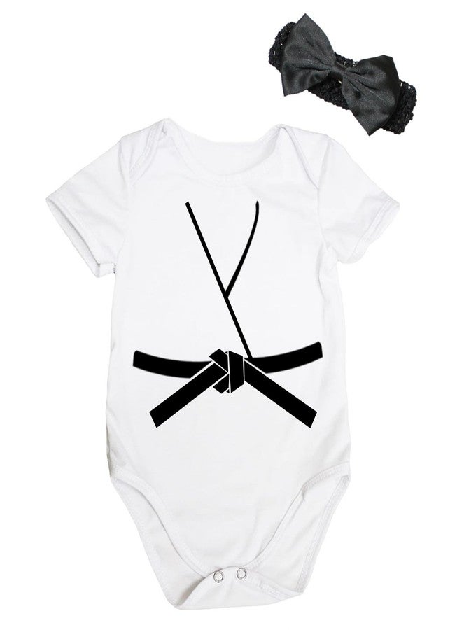 Petitebella Judo Karate Taekwondo Jersey Baby Bodysuit Nb-18m (White/Black, 3-6 Months)