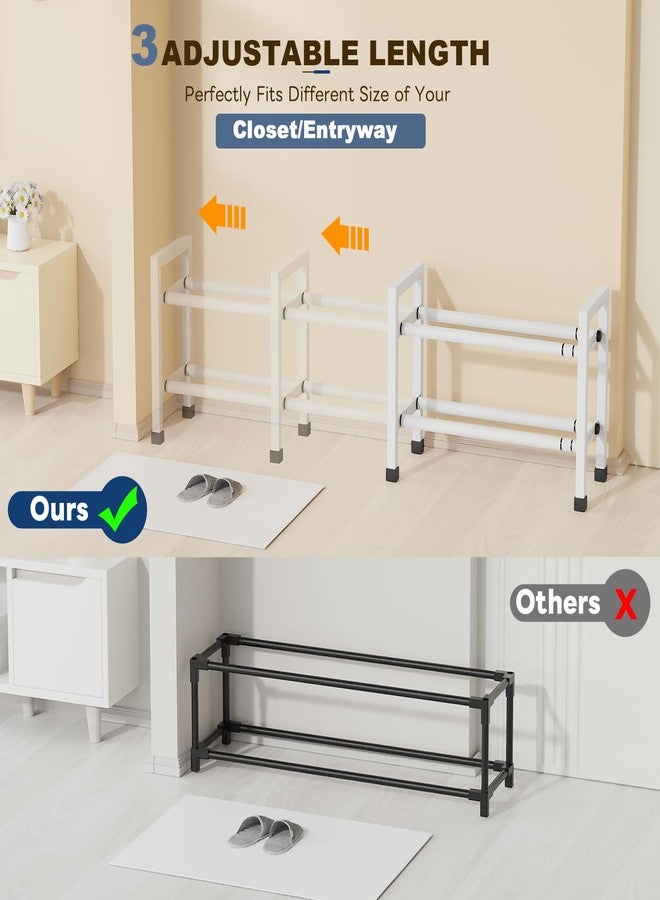 Mavivegue Expandable Shoe Rack, 2-Tier 19"-43.3" Adjustable Shoe Rack for Closet,Hall Entryway,Front Door,Garage, Sturdy Steel Space-Saving Rack, White - Image 3