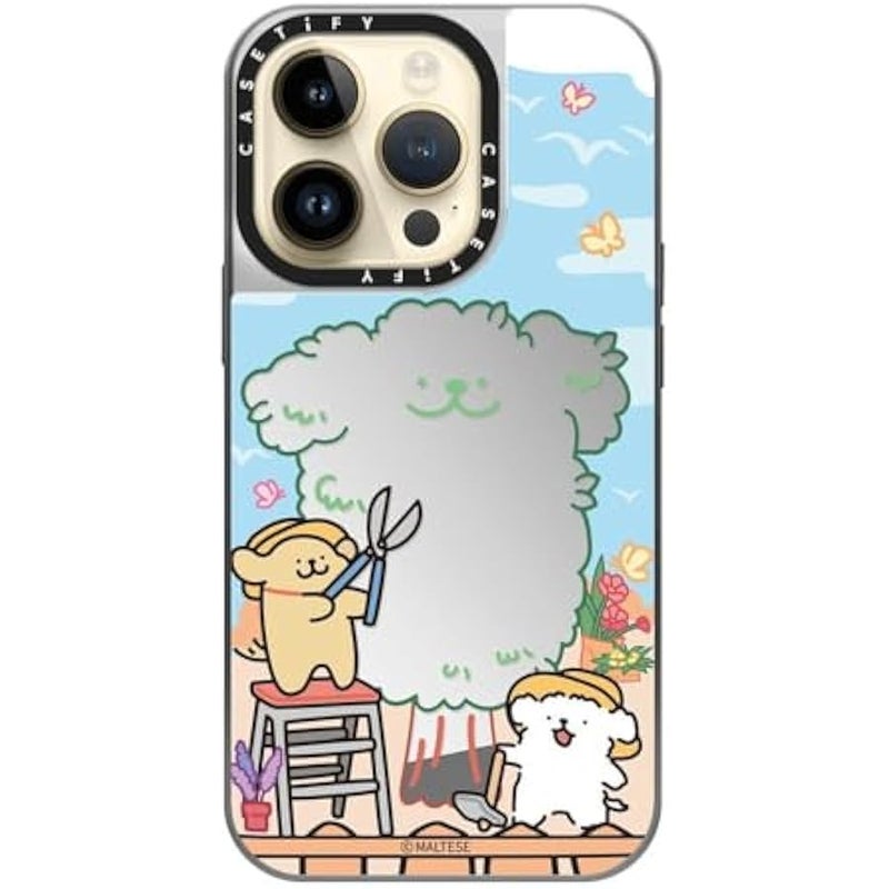 Casetify Mirror Case for iPhone 14 Pro Compatible with Magsafe - Maltese Tree Case - Silver on Silver - Image 4