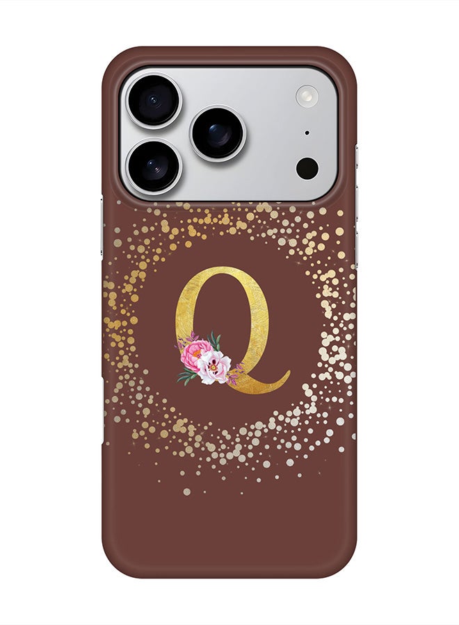Stylizedd For iPhone 17 Pro,Case, [Compatible with MagSafe] Magnetic cover Slim fit Protection Matte, - Custom Monogram Floral - Q  (Brown )