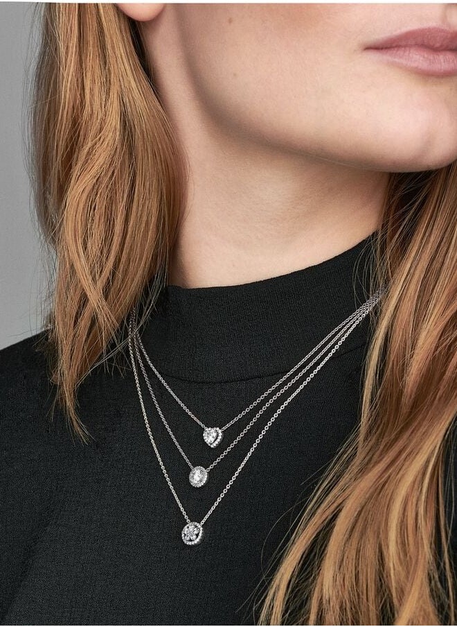 Pandora Violet - PANDORA Round Sparkling Halo Necklace with Lobster Clasp in Sterling Silver - Image 1