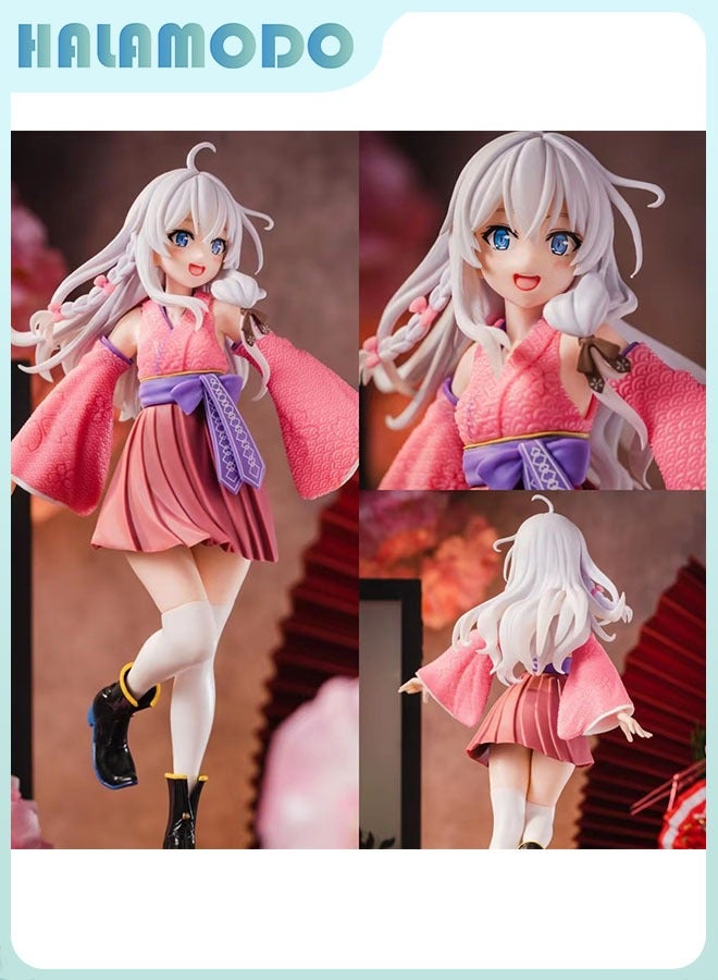 هالامودو يرتدي كيمونو إيلينا إيلينا جولة ، إزهار الكرز التماثيل المزخرفة ، ومناسبة ل 20 سم إعدادات سطح المكتب الساحرة - Image 1