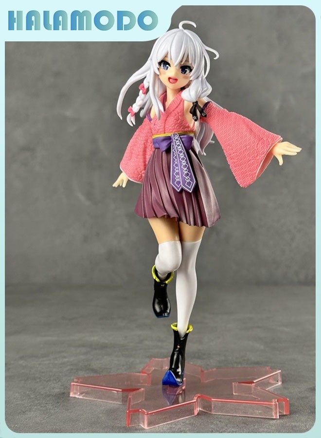 هالامودو يرتدي كيمونو إيلينا إيلينا جولة ، إزهار الكرز التماثيل المزخرفة ، ومناسبة ل 20 سم إعدادات سطح المكتب الساحرة - Image 2