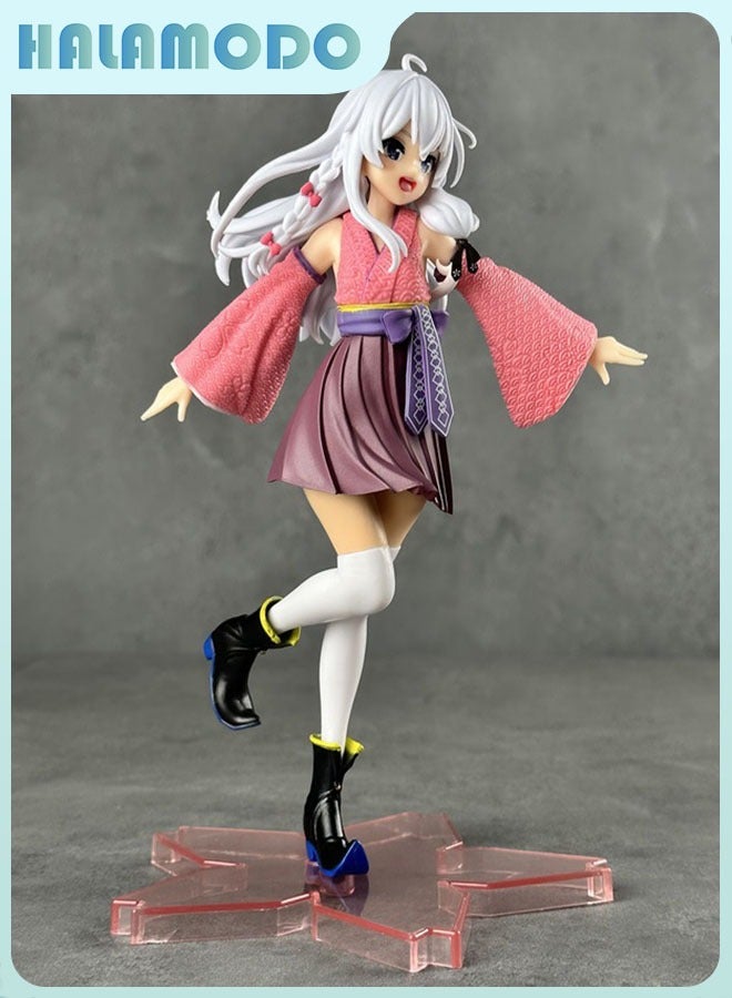 هالامودو يرتدي كيمونو إيلينا إيلينا جولة ، إزهار الكرز التماثيل المزخرفة ، ومناسبة ل 20 سم إعدادات سطح المكتب الساحرة - Image 3