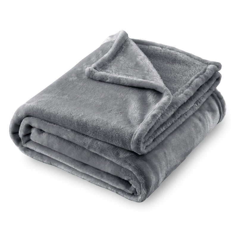 SOCHOW Flannel Fleece Blanket Queen Size All Season Lightweight Super Soft Cozy Blanket for Bed or Couch Grey 90x90 inches