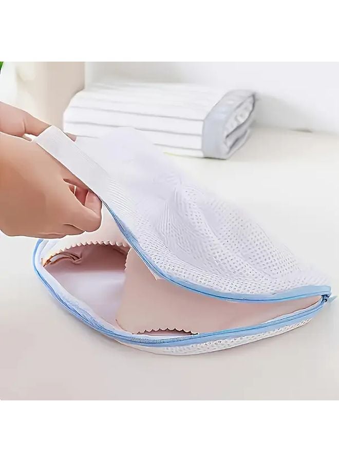 White Heavy Duty Mesh Laundry Bag With Zipper For Bras Underwear Anti Tangle - Image 3