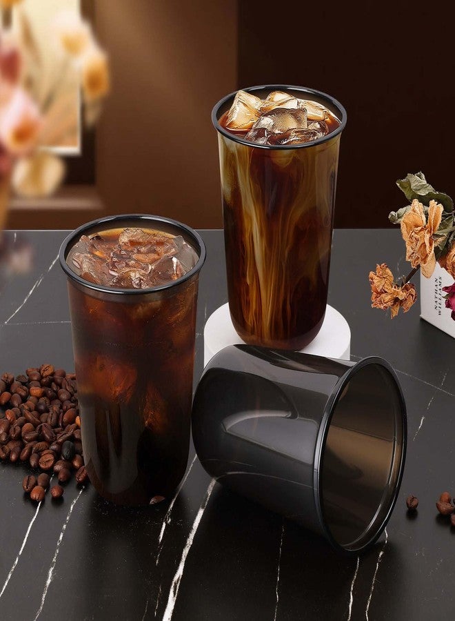 KesaPlan 50 Pcs Black Plastic Cups, 16oz Disposable Stemless Wine Glasses for Cocktail Cute Clear Cocktail Wine Glasses Black Party Cups for Meeting Wedding Halloween Holiday Party - Image 2