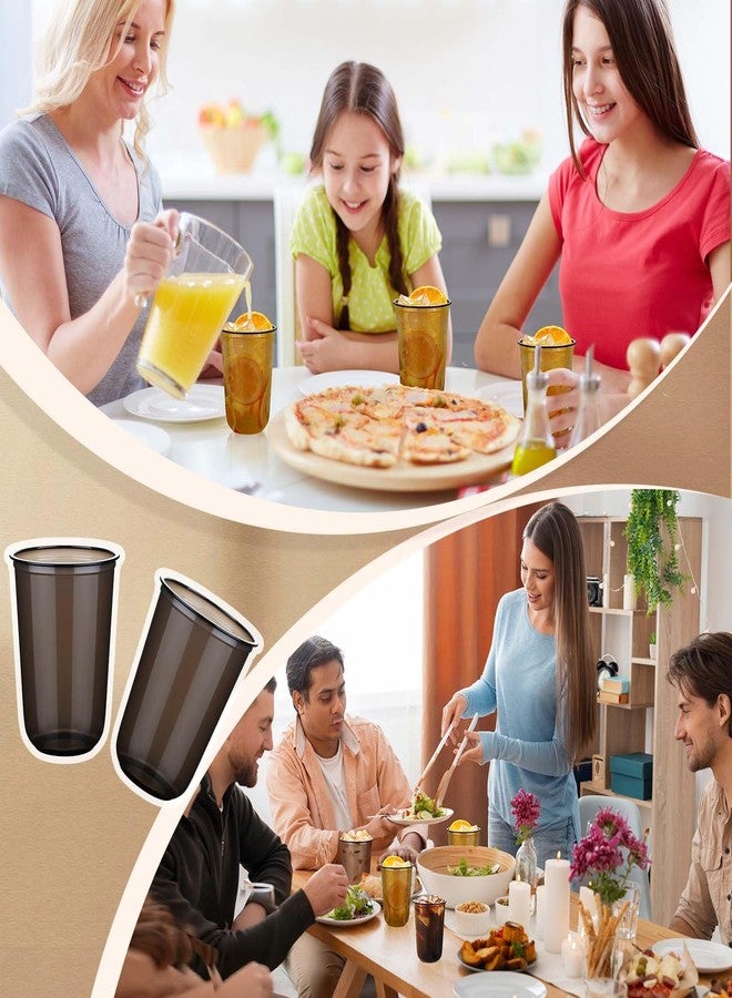 KesaPlan 50 Pcs Black Plastic Cups, 16oz Disposable Stemless Wine Glasses for Cocktail Cute Clear Cocktail Wine Glasses Black Party Cups for Meeting Wedding Halloween Holiday Party - Image 4