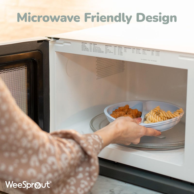 WeeSprout Silicone Plates with Lids for Babies & Toddlers (3 Pack) 100% Food-Grade Dishes for Self Feeding, Divided Design & Raised Edges for Picky Eaters, Dishwasher & Microwave Safe Weaning Supplies - Image 5