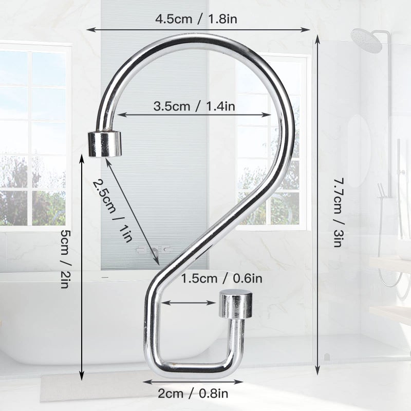 Goowin 12 Pcs S Shape Shower Curtain Rings, Rustproof Black Shower Curtain Rings, Multi-Functional Shower Hooks for Shower Curtain, Kitchen Utensils, Clothing, Towels, Chrome - Image 3