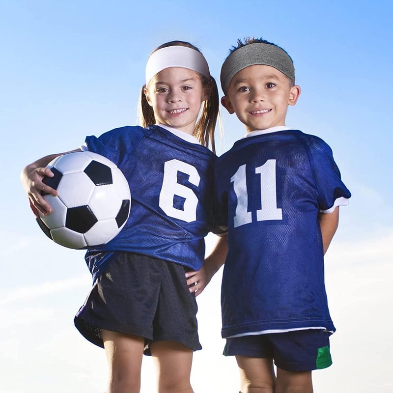 HZYH Boys Headbands - 12 Pieces Kids Sweatbands for Sports, Toddler Soft Athletic Wicking Elastic Hairband for Girls and  Boys - Image 3