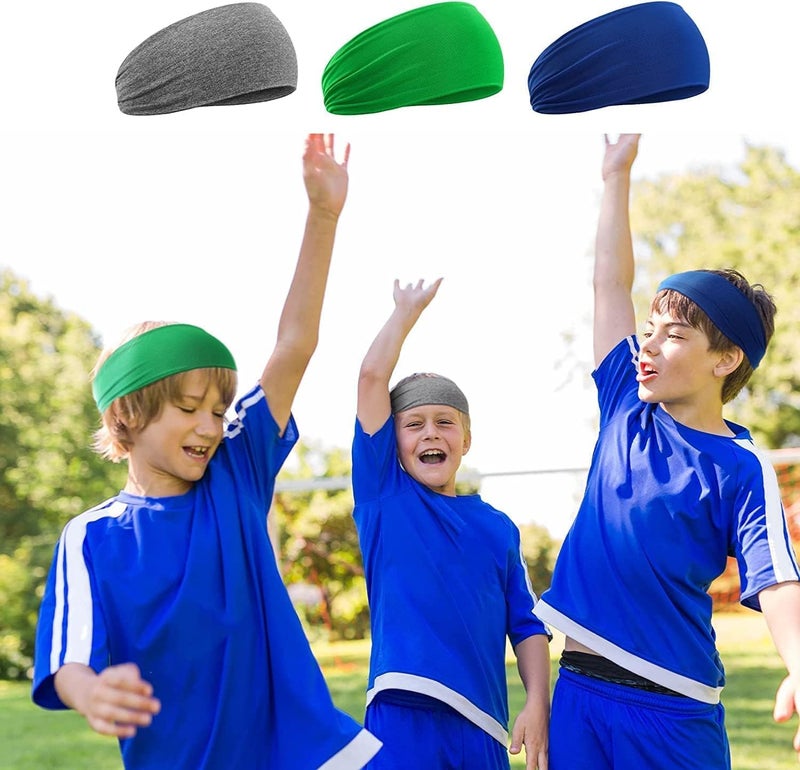 HZYH Boys Headbands - 12 Pieces Kids Sweatbands for Sports, Toddler Soft Athletic Wicking Elastic Hairband for Girls and  Boys - Image 5