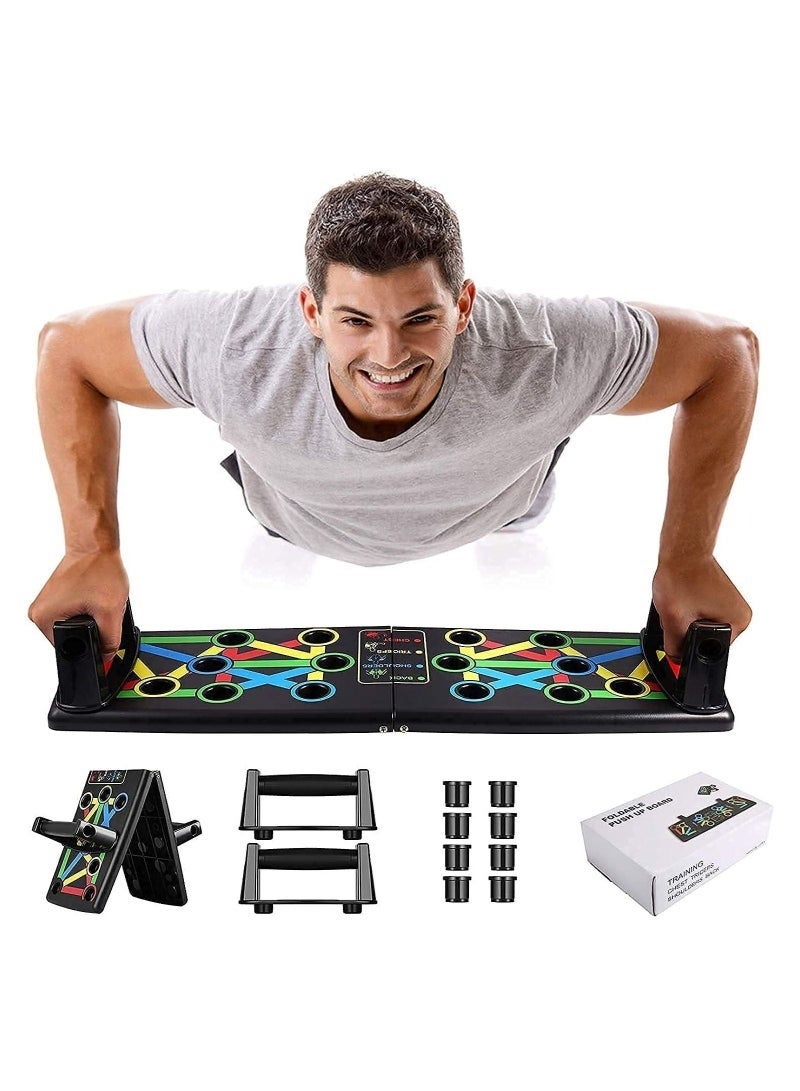 Bukela Push Up Board  Push up Stand Fitness Portable Push Up Board System, 14 in 1 Body Building Exercise Tools Workout Push Up Stands, Push Up Workout Board Training System for Men Women (Black) - Image 1