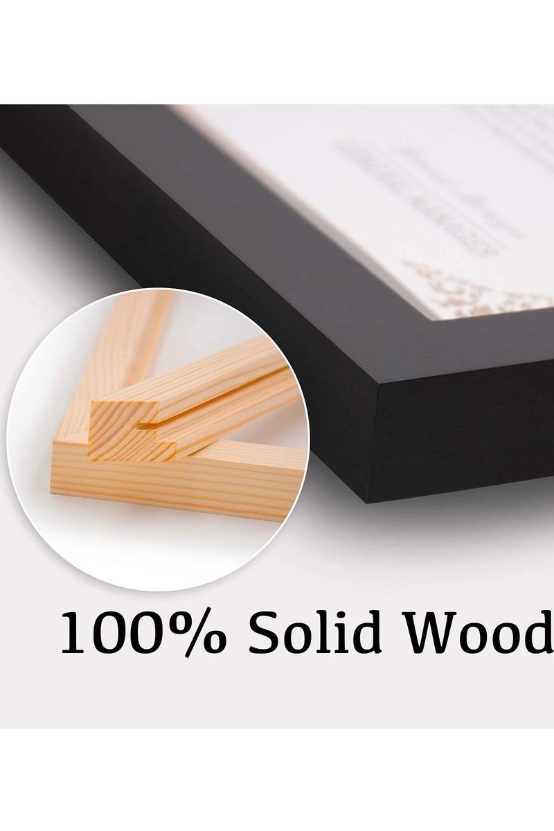 ح واحة إطارات الصور، إطارات من الخشب الصلب 100% مع زجاج أكريليك، مجموعة من 4 قطع، مزينة بطبقة من الشبك للصور مقاس 4×6 بوصة، إطارات للتعليق على الطاولة والجدار، إطارات صغيرة مقاس 10×15 سم للطباعة (أسود) - Image 2