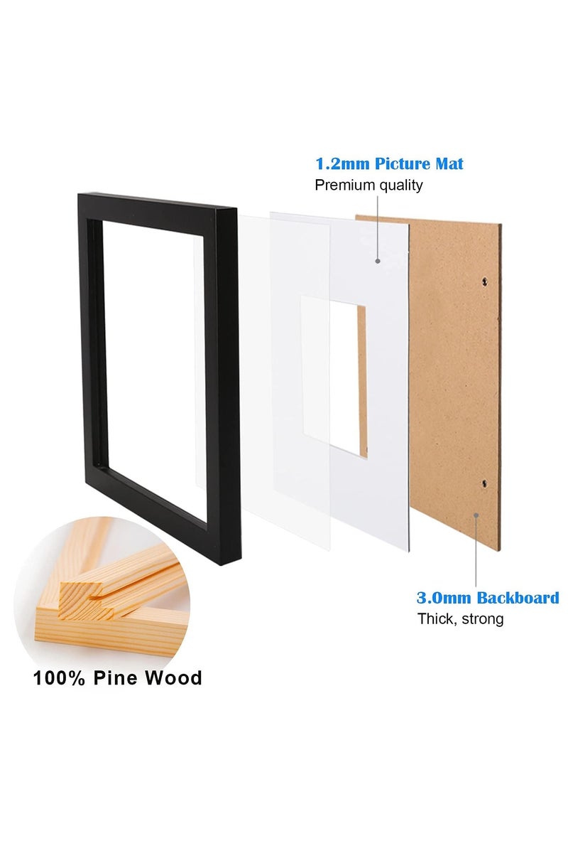ح واحة إطارات الصور، إطارات من الخشب الصلب 100% مع زجاج أكريليك، مجموعة من 4 قطع، مزينة بطبقة من الشبك للصور مقاس 4×6 بوصة، إطارات للتعليق على الطاولة والجدار، إطارات صغيرة مقاس 10×15 سم للطباعة (أسود) - Image 3