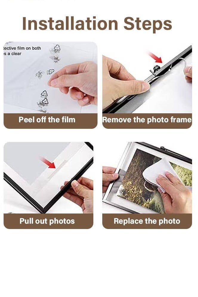 ح واحة إطارات الصور، إطارات من الخشب الصلب 100% مع زجاج أكريليك، مجموعة من 4 قطع، مزينة بطبقة من الشبك للصور مقاس 4×6 بوصة، إطارات للتعليق على الطاولة والجدار، إطارات صغيرة مقاس 10×15 سم للطباعة (أسود) - Image 4