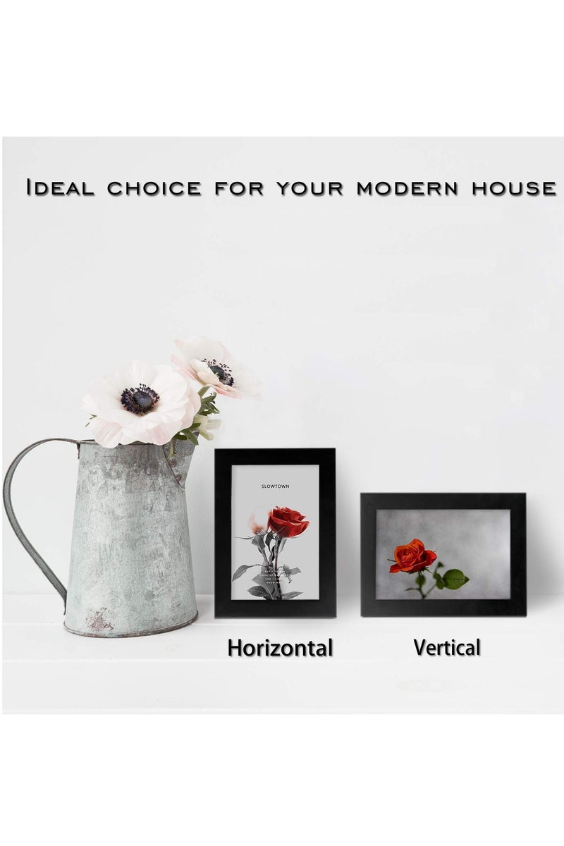 ح واحة إطارات الصور، إطارات من الخشب الصلب 100% مع زجاج أكريليك، مجموعة من 4 قطع، مزينة بطبقة من الشبك للصور مقاس 4×6 بوصة، إطارات للتعليق على الطاولة والجدار، إطارات صغيرة مقاس 10×15 سم للطباعة (أسود) - Image 5