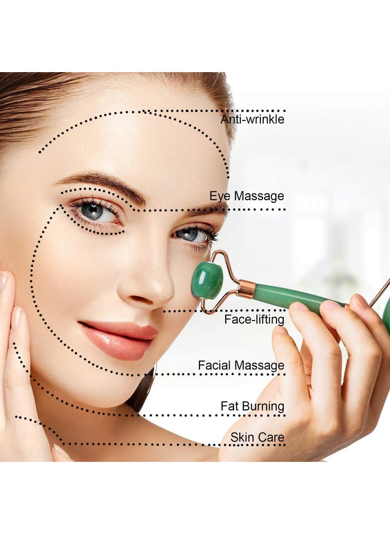 ZIRAK Zirak Face Roller and Massage Stone for Skin care Natural Healing Jade Quartz Stone for Microcirculation HandmadeCrafted Facial Massager Skin Tool for Anti Aging Skincare Green  - Image 3