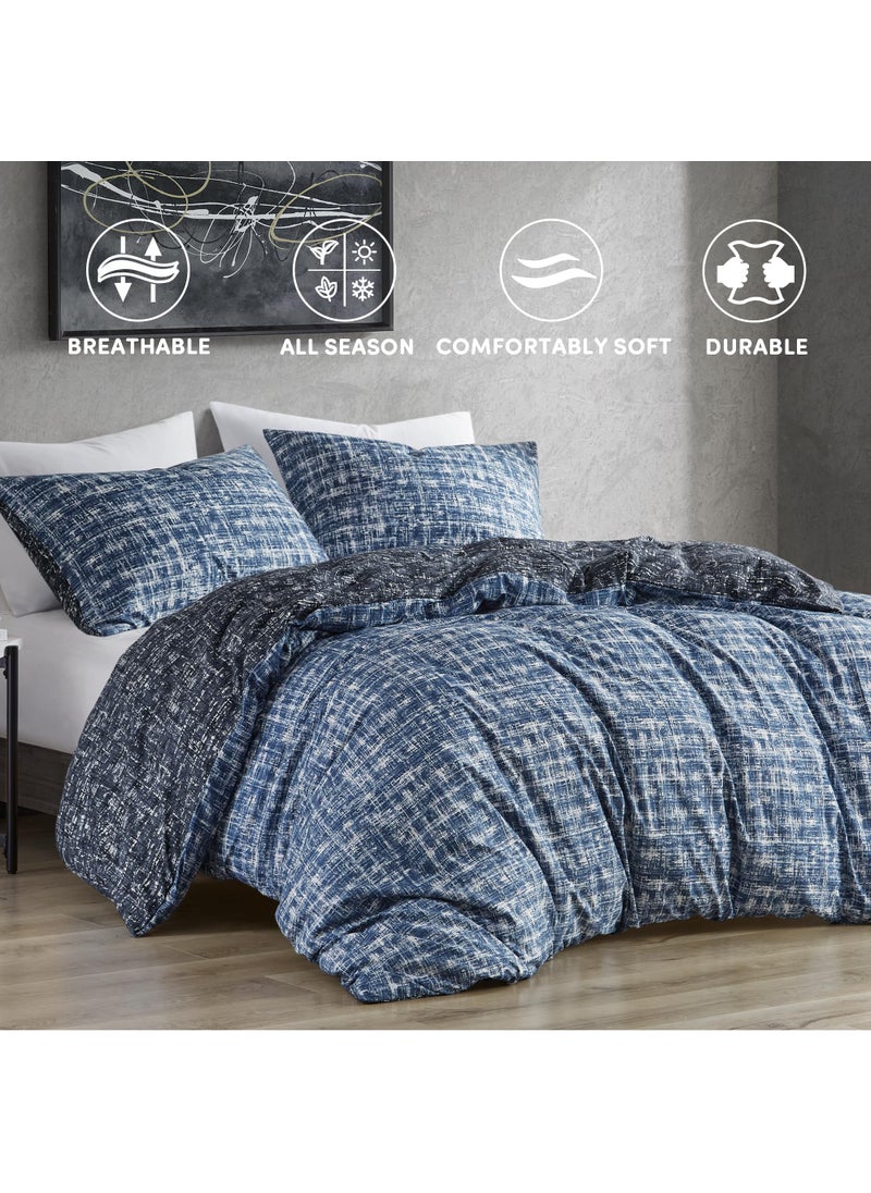 Comfort Spaces Comfort Spaces Twin Duvet Cover Set - Blue Dorm Bedding for All Season  Ultra Soft 2 Pieces Reversible Duvet Cover with 1 Matching Sham  Button Closure  Machine Washable  Twin/Twin XL  - Image 3