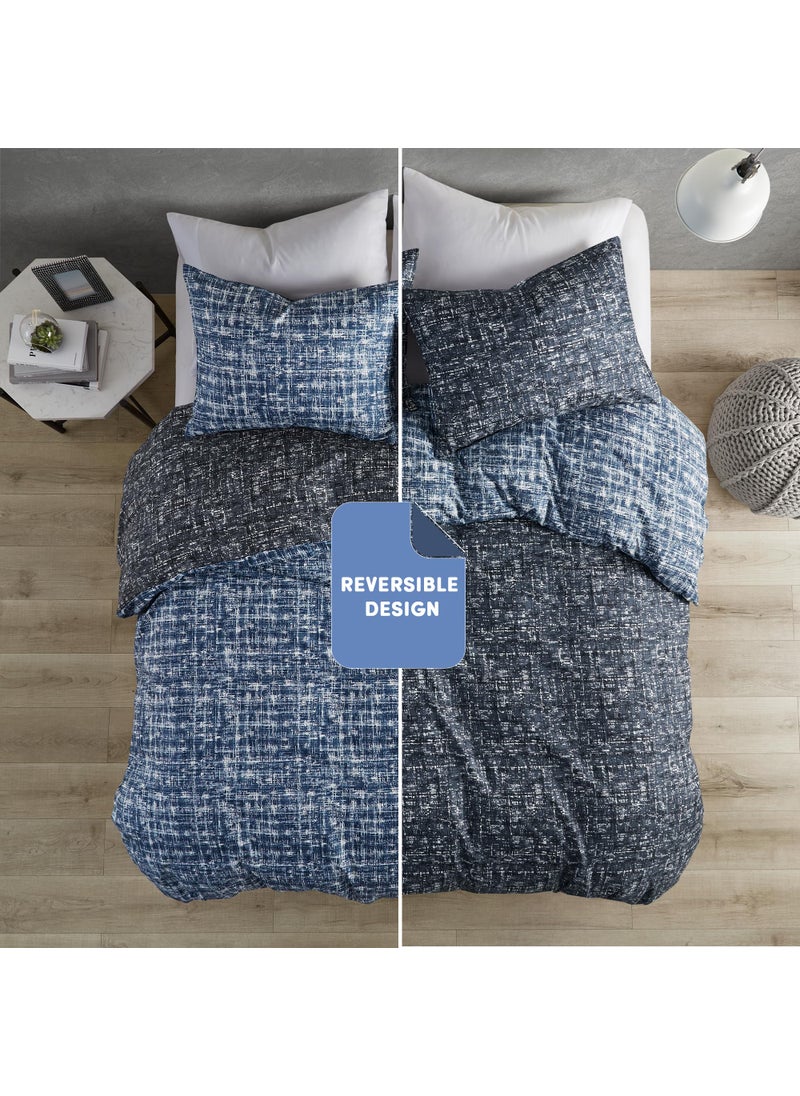 Comfort Spaces Comfort Spaces Twin Duvet Cover Set - Blue Dorm Bedding for All Season  Ultra Soft 2 Pieces Reversible Duvet Cover with 1 Matching Sham  Button Closure  Machine Washable  Twin/Twin XL  - Image 2