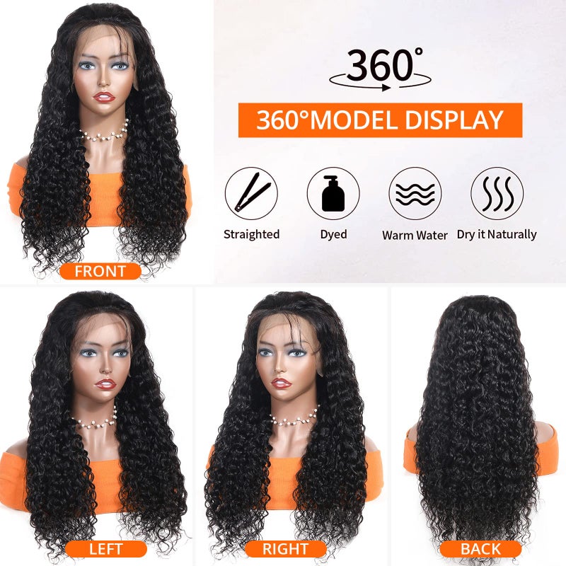 AISI Real Hair Wigs 180% Density Brazilian Wet and Wavy Lace Frontal (20 Inch) - Image 2