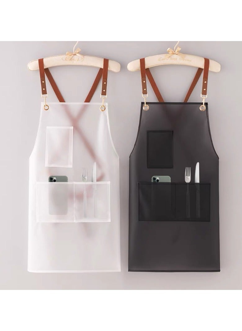 general 2-Piece Waterproof & Oil-Resistant Apron - White with Upper/Lower Pockets - Kitchen, Pet Grooming, Salon Unisex Workwear - Image 1