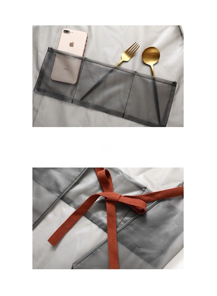 general 2-Piece Waterproof & Oil-Resistant Apron - White with Upper/Lower Pockets - Kitchen, Pet Grooming, Salon Unisex Workwear - Image 3