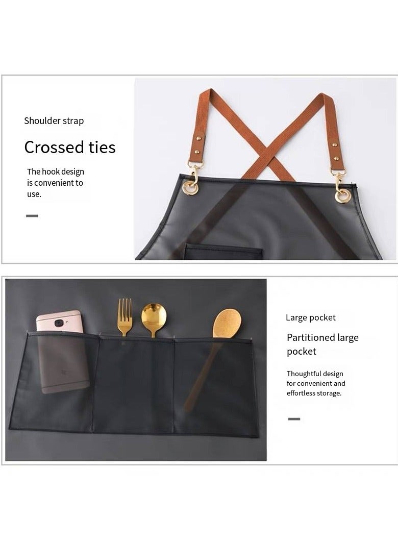 general 2-Piece Waterproof & Oil-Resistant Apron - White with Upper/Lower Pockets - Kitchen, Pet Grooming, Salon Unisex Workwear - Image 4