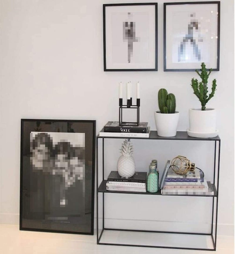 INDIAN DECOR INDIAN DECOR 45278 Creative Wall Table Living Room Black Decoration Notebook Computer Desk Iron Art Multilayer Landing Bookshelf Reading Table Small Coffee Table 60x25x60CM Tea Table  - Image 5