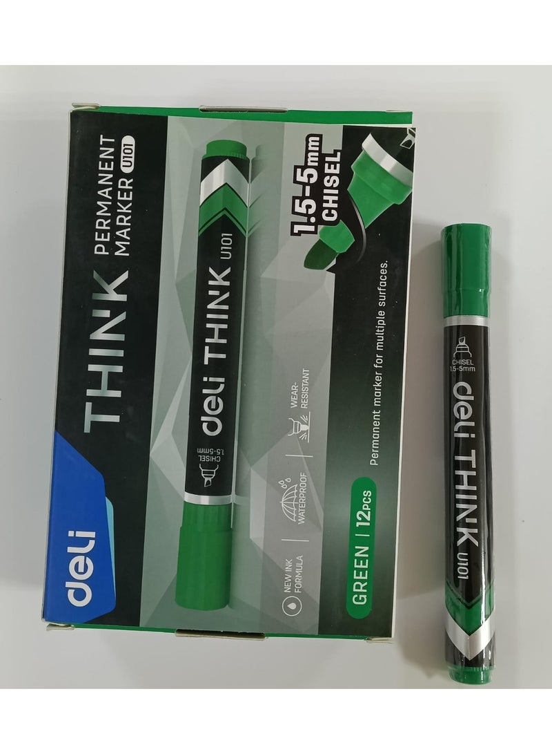 ديلي قلم تحديد دائم ديلي يو 10150 ثينك، 1.5 - 5 مم، حبر أخضر - عبوة من 12 قطعة - Image 2