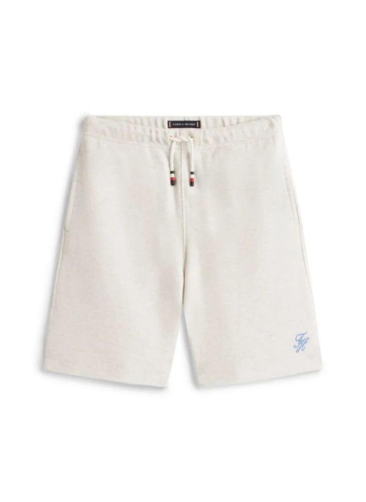 Tommy Hilfiger Ecru Logo Embroidery Jersey Twill Shorts for Men | Best Price UAE