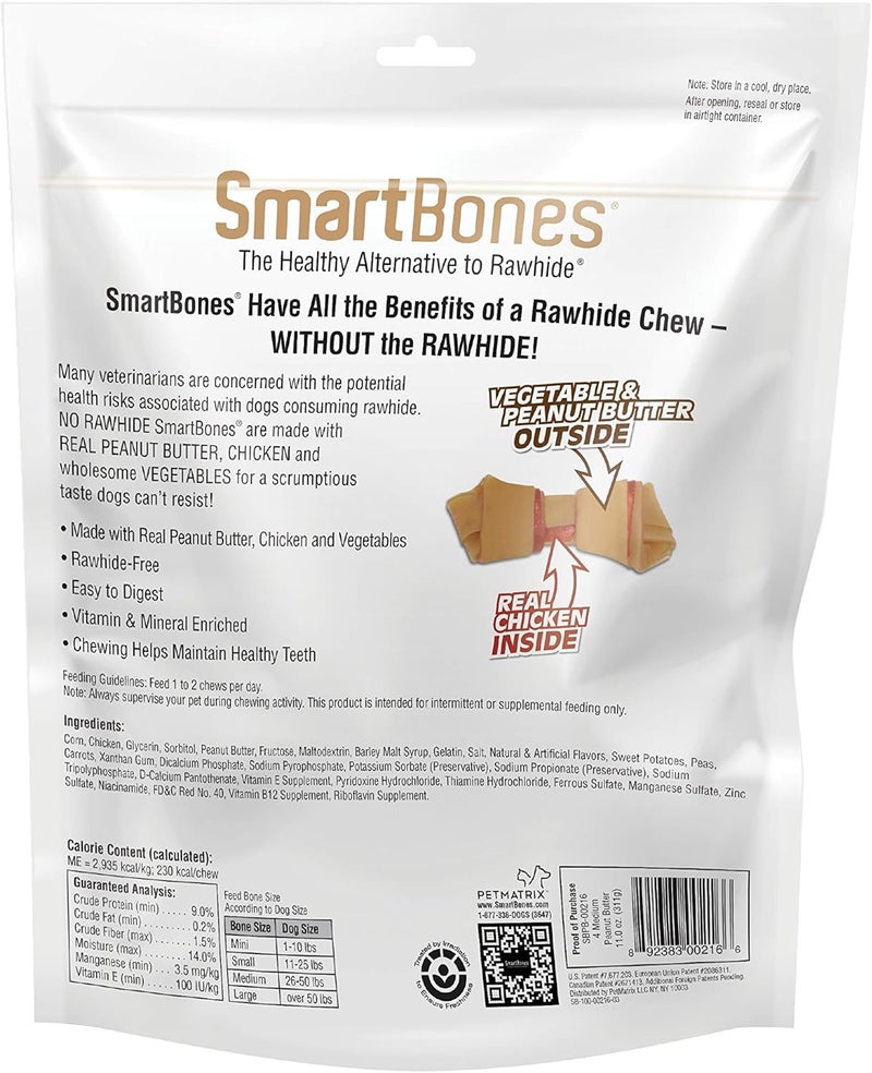 SmartBones Smart Bones Peanut Butter Dog Chew, (311g) Non Rawhide Dog Healthy Treats - Image 2