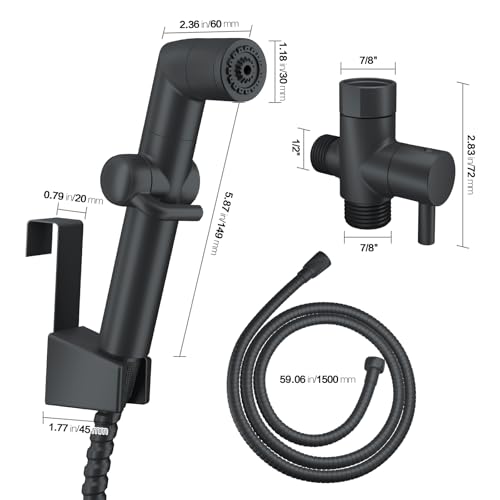 JONKEAN Handheld Bidet Sprayer for Toilet, Water Pressure Control Jet Spray for Toilet, Multi-Function Muslim Shower Toilet, Bidet Attachment Set with Hose, Bracket and T-Valve (Matte Black), PJBP12 - Image 5