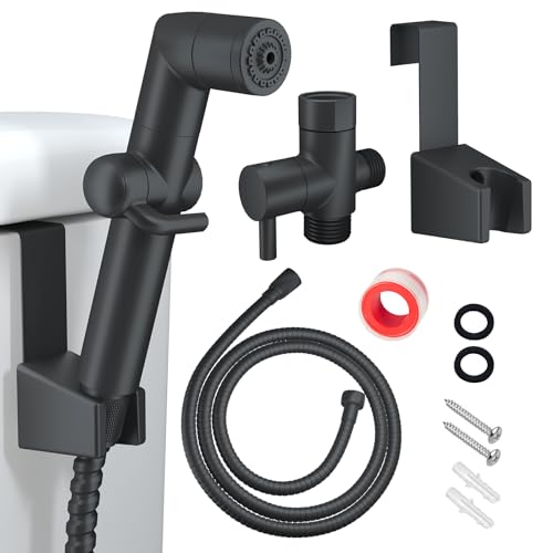 JONKEAN Handheld Bidet Sprayer for Toilet, Water Pressure Control Jet Spray for Toilet, Multi-Function Muslim Shower Toilet, Bidet Attachment Set with Hose, Bracket and T-Valve (Matte Black), PJBP12 - Image 1