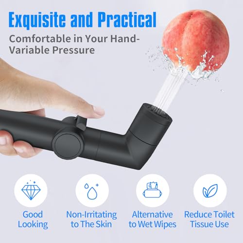 JONKEAN Handheld Bidet Sprayer for Toilet, Water Pressure Control Jet Spray for Toilet, Multi-Function Muslim Shower Toilet, Bidet Attachment Set with Hose, Bracket and T-Valve (Matte Black), PJBP12 - Image 4