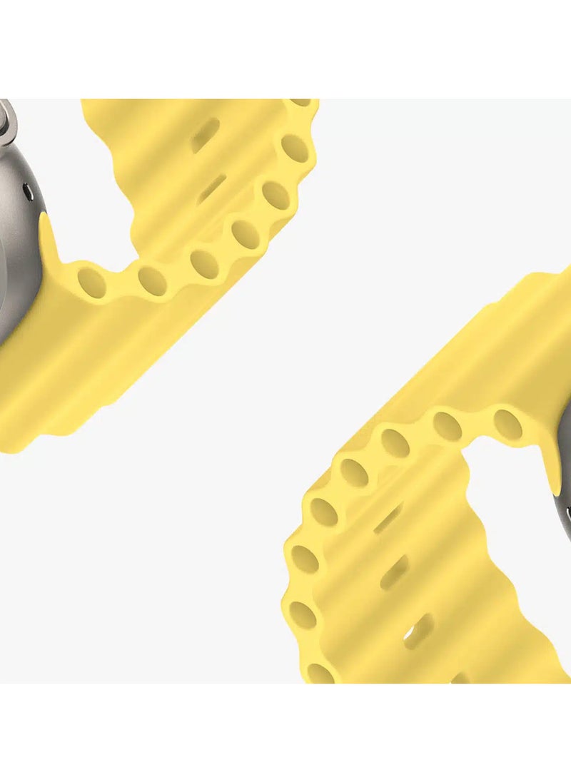 DUX DUCIS - Dux Ducis Ocean Wave Series Silicone Rubber and Stainless Steel Watch Strap for Apple Watch 42mm/44mm/45mm, yellow - Image 1