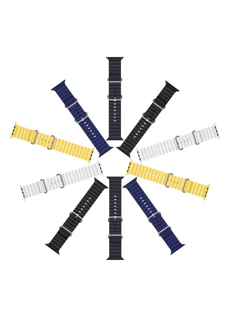 DUX DUCIS - Dux Ducis Ocean Wave Series Silicone Rubber and Stainless Steel Watch Strap for Apple Watch 42mm/44mm/45mm, yellow - Image 1