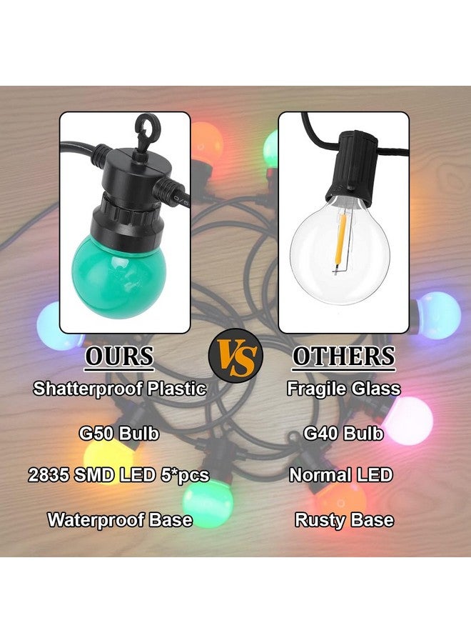 fizzytech أضواء خيوط LED الخارجية من فيزيتيك مع 20 لمبة إيديسون عتيقة مقاومة للكسر، 10 متر أضواء معلقة مقاومة للماء للخارج، الشرفة، السطح، البيسترو، المقهى، أضواء الشرفة (متعددة الألوان) - Image 5