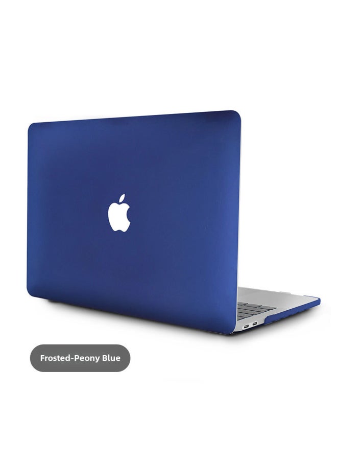 Protective Case For MacBook Pro Apple Laptop Protective Case Frosted Quicksand Cream Leather Case Color Painting-Color:Frosted-Peony Blue-Applicable Model:Hollow 2020 Air13(A1932/A2179/A2337) - Image 1