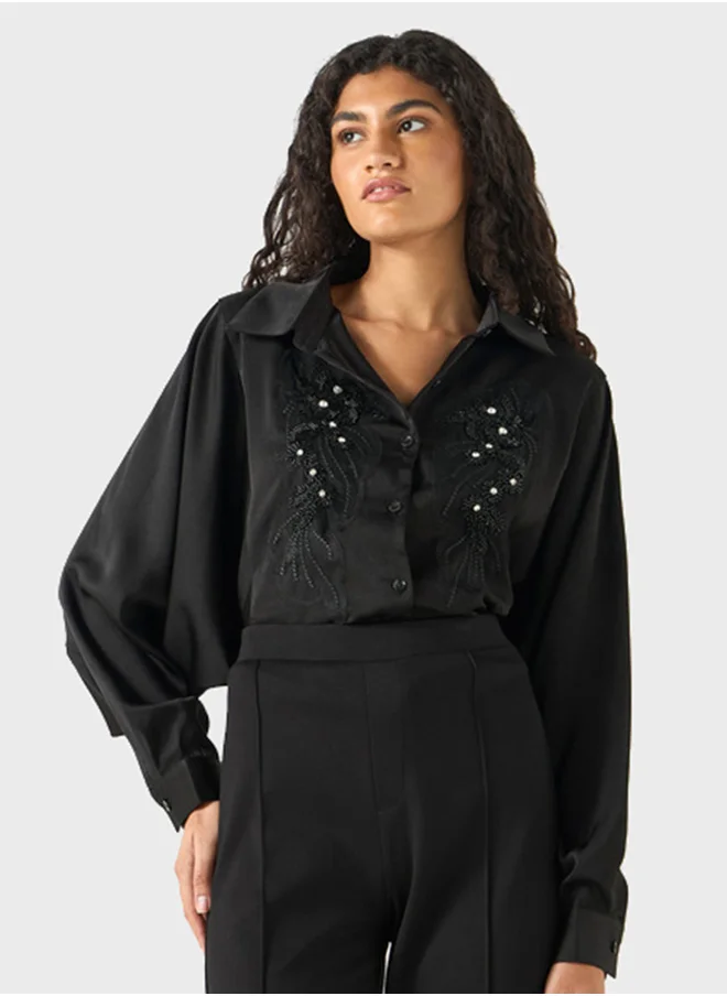 تواكستريمز Embellished Bishop Sleeve Shirt