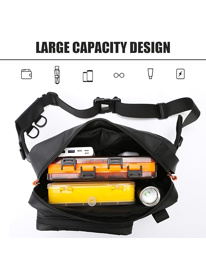 KASTWAVE Waterproof Fishing Waist Chest Pack with Airtight Zipper Durable Outdoor Fanny Bag for Hiking Cycling Camping Travel Adjustable Strap Portable Tackle Gear Organizer Gray - Image 5
