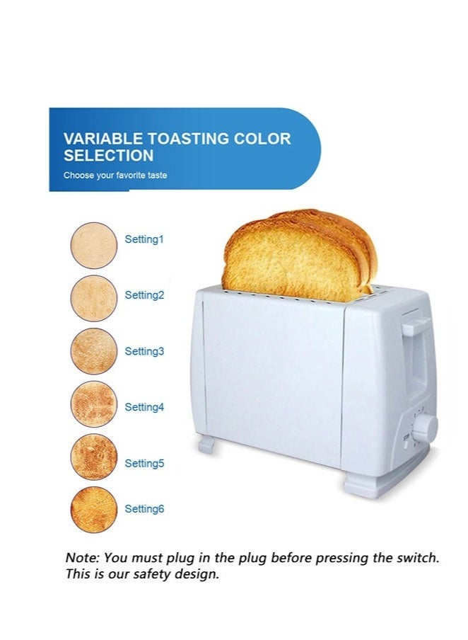 XiuWoo Bread Toaster 2 Slice Home Toaster Wide Slot Design Removable Crumb Tray Fully Automatic Multi-function Toaster 6-Level Toasting 600-700w White - Image 2