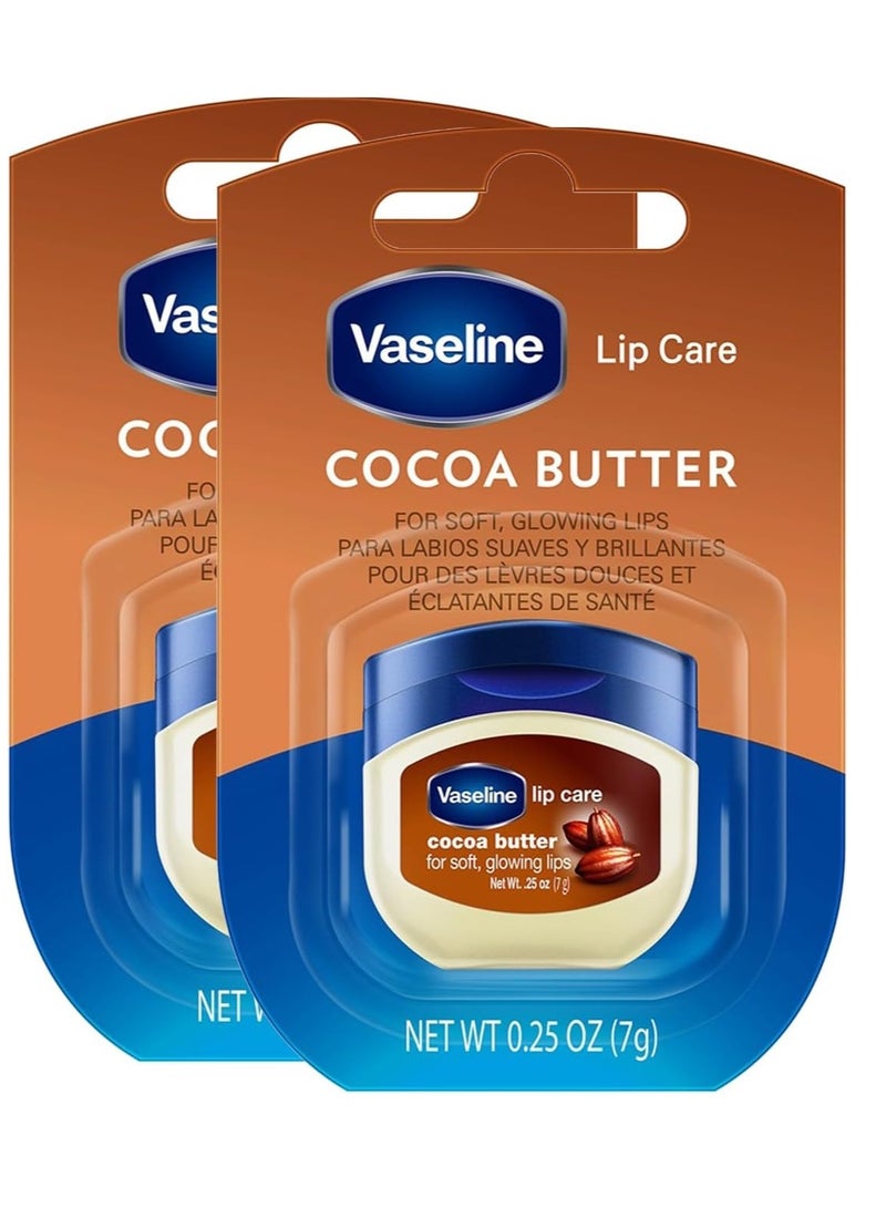 Vaseline Care Cocoa Butter Lip Balm Tub With Pure Jelly & Cocoa Butter Non-greasy Lip Moisturizer for Naturally Tinted Lips|Pack of 2x7gm - Image 1