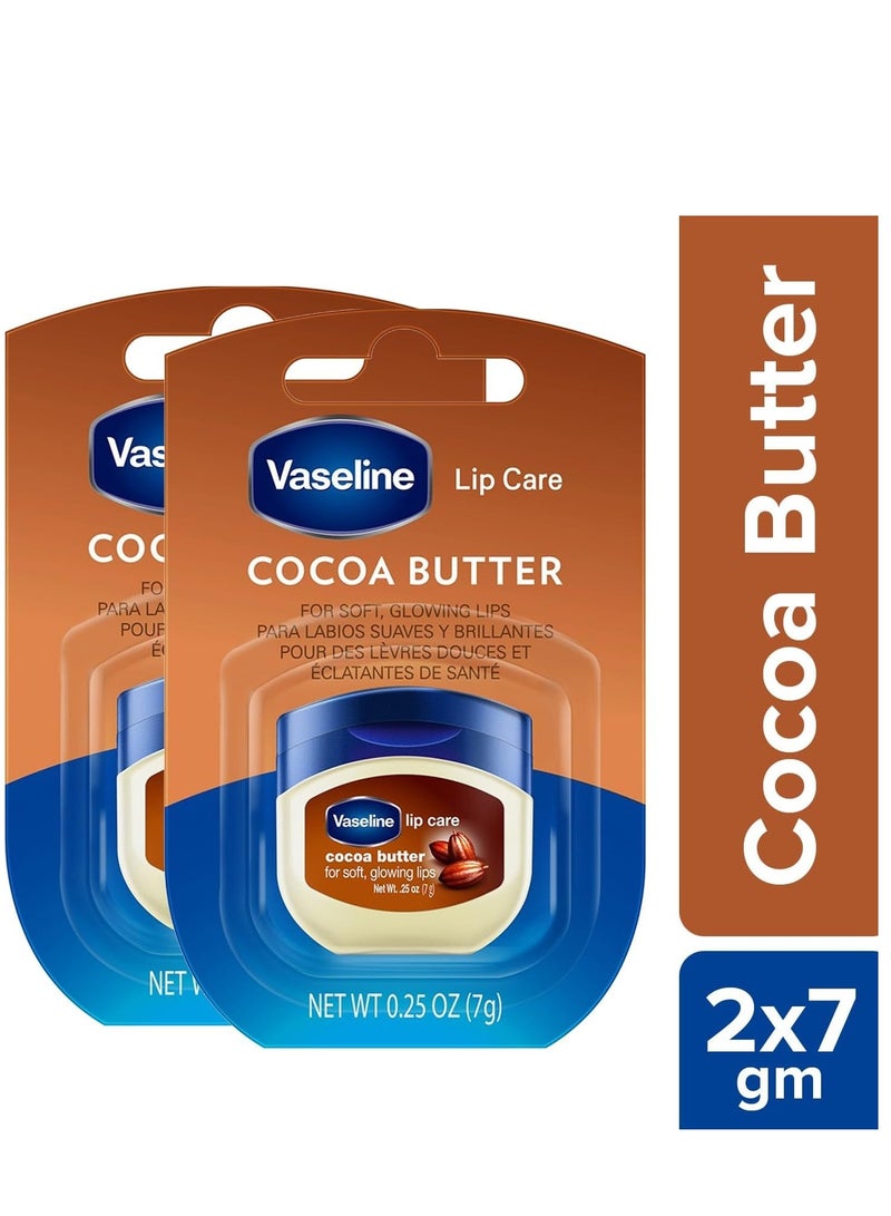Vaseline Care Cocoa Butter Lip Balm Tub With Pure Jelly & Cocoa Butter Non-greasy Lip Moisturizer for Naturally Tinted Lips|Pack of 2x7gm - Image 2