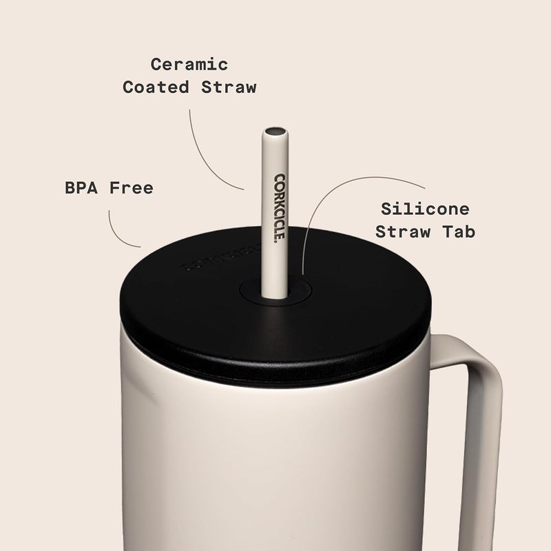 CORKCICLE Cold Cup XL Tumbler 30 oz | Reusable Water Bottle with Handle, Lid & Straw | Triple Insulated Stainless Steel | Keeps Drinks Cold 12 Hours | BPA-Free | Latte - Image 4
