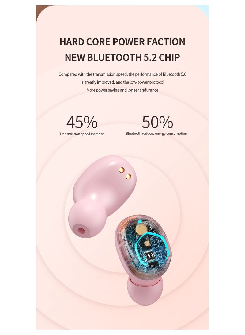 Wireless Binaural TWS Mini In-ear Digital Stereo 5.2 Bluetooth Headset (Pink)