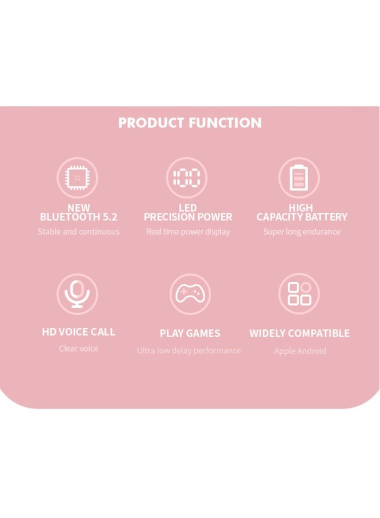 Wireless Binaural TWS Mini In-ear Digital Stereo 5.2 Bluetooth Headset (Pink)