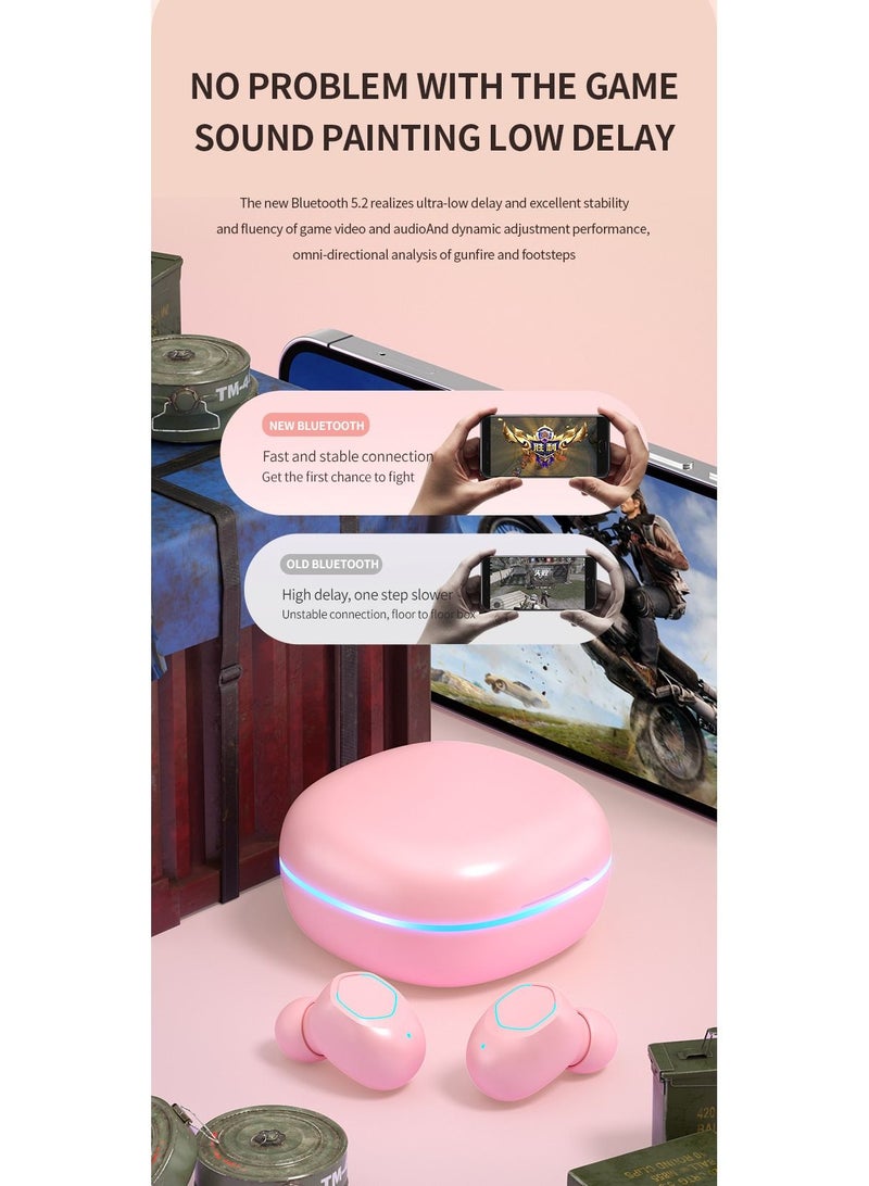 Wireless Binaural TWS Mini In-ear Digital Stereo 5.2 Bluetooth Headset (Pink)