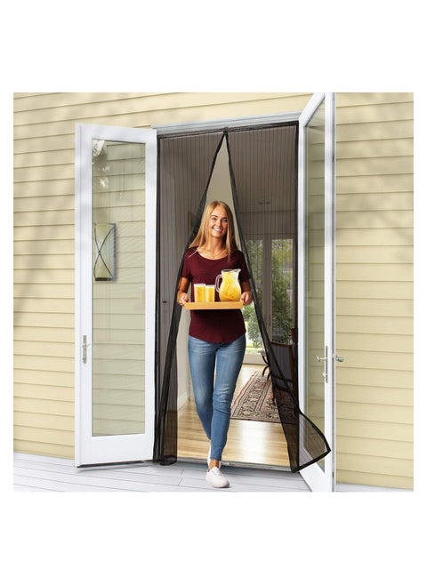 NOG Mosquito Net Screen Magic Mesh Deluxe- Black- Hands Free Magnetic Screen Door, Mesh Curtain Keeps Bugs Out, Frame Hook & Loop, Hands Free, Pet & Kid Friendly